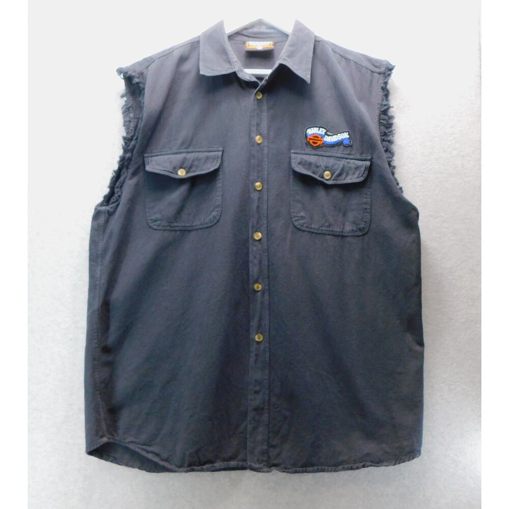 Vintage Harley Davidson Cut Off Sleeve Jean Shirt Biketoberfest 2002 XL - Picture 6 of 11
